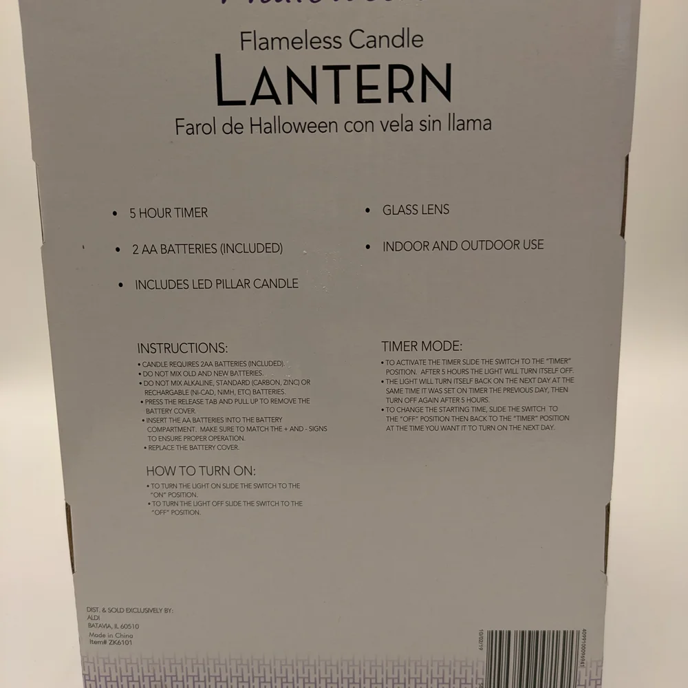 Black Flameless Candle Lantern Halloween Theme